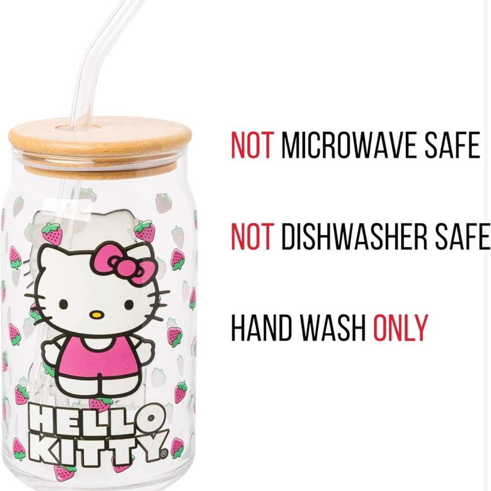 Hello Kitty Glass Tumbler with Straw - Picture 6 of 8